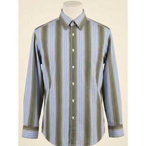 JOE Joseph Abboud Blue Gray Striped Long Sleeve Button Down Shirt Medium